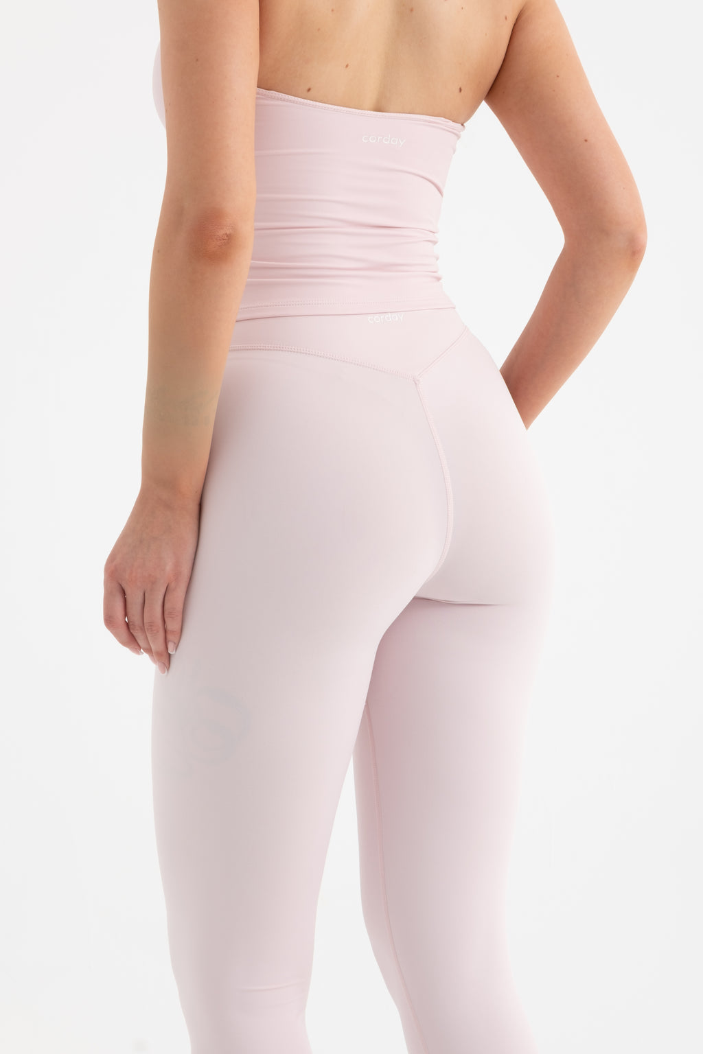 CORDAY ORIGIN BLUSH toz pembe yüksek bel tayt - kumaş detayı